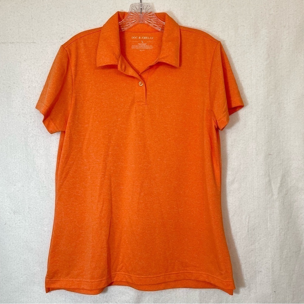 Doc & Amelia ladies large short sleeve polo golf shirt orange sherbet, easy care